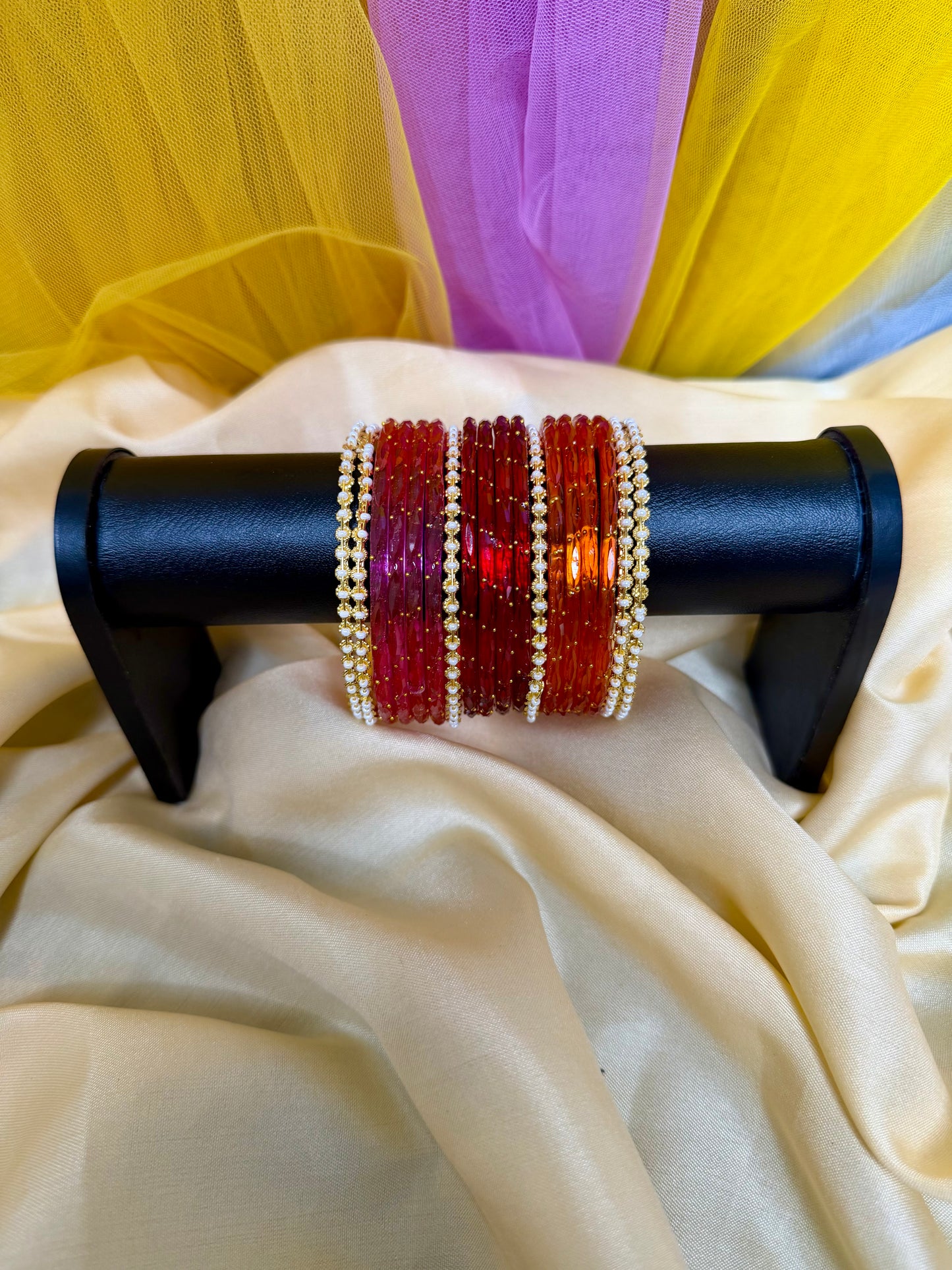 Kashmiri Pearl-Craft Multicolour Glass Bangles