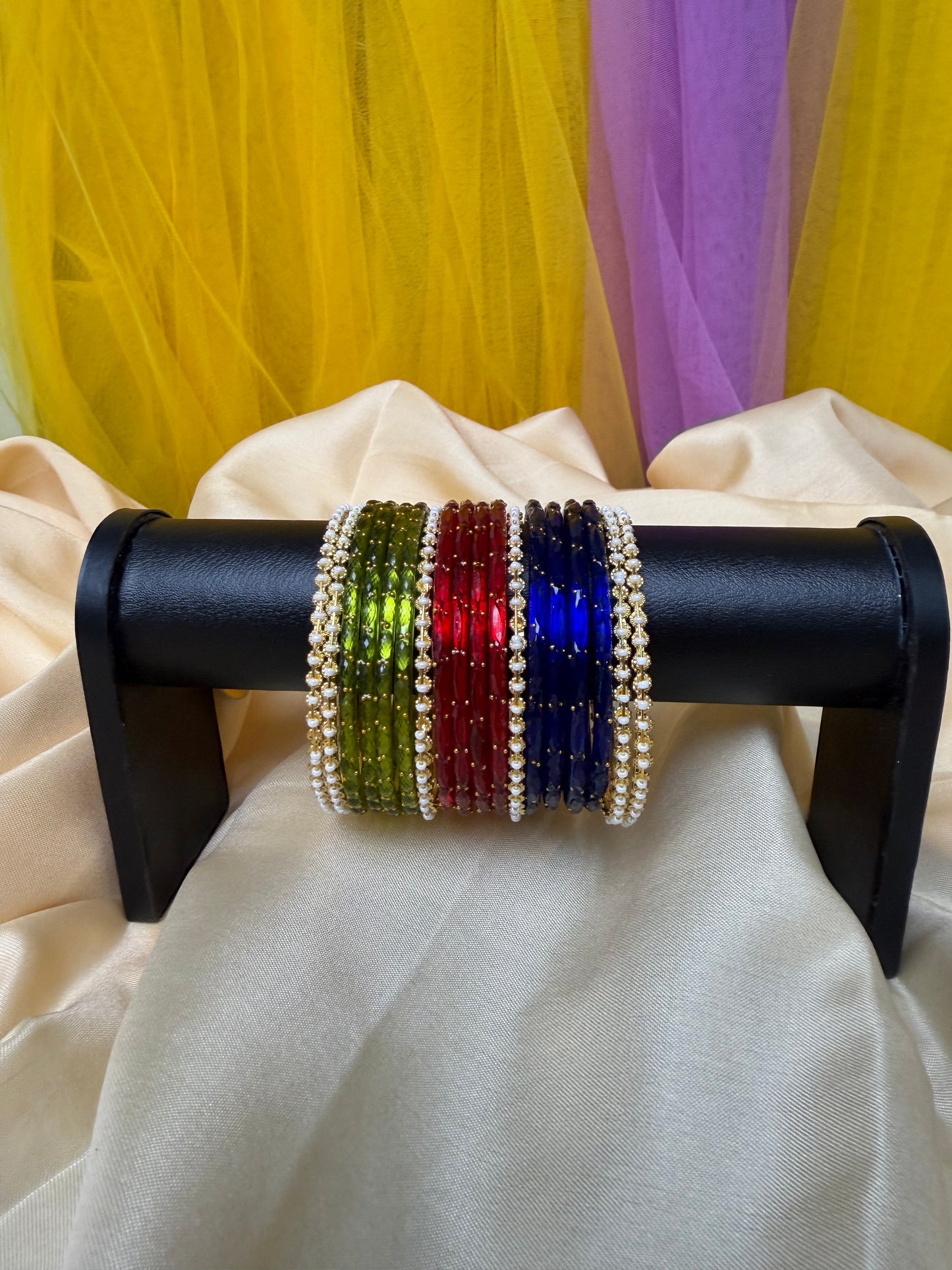 Kashmiri Pearl-Craft Multicolour Glass Bangles