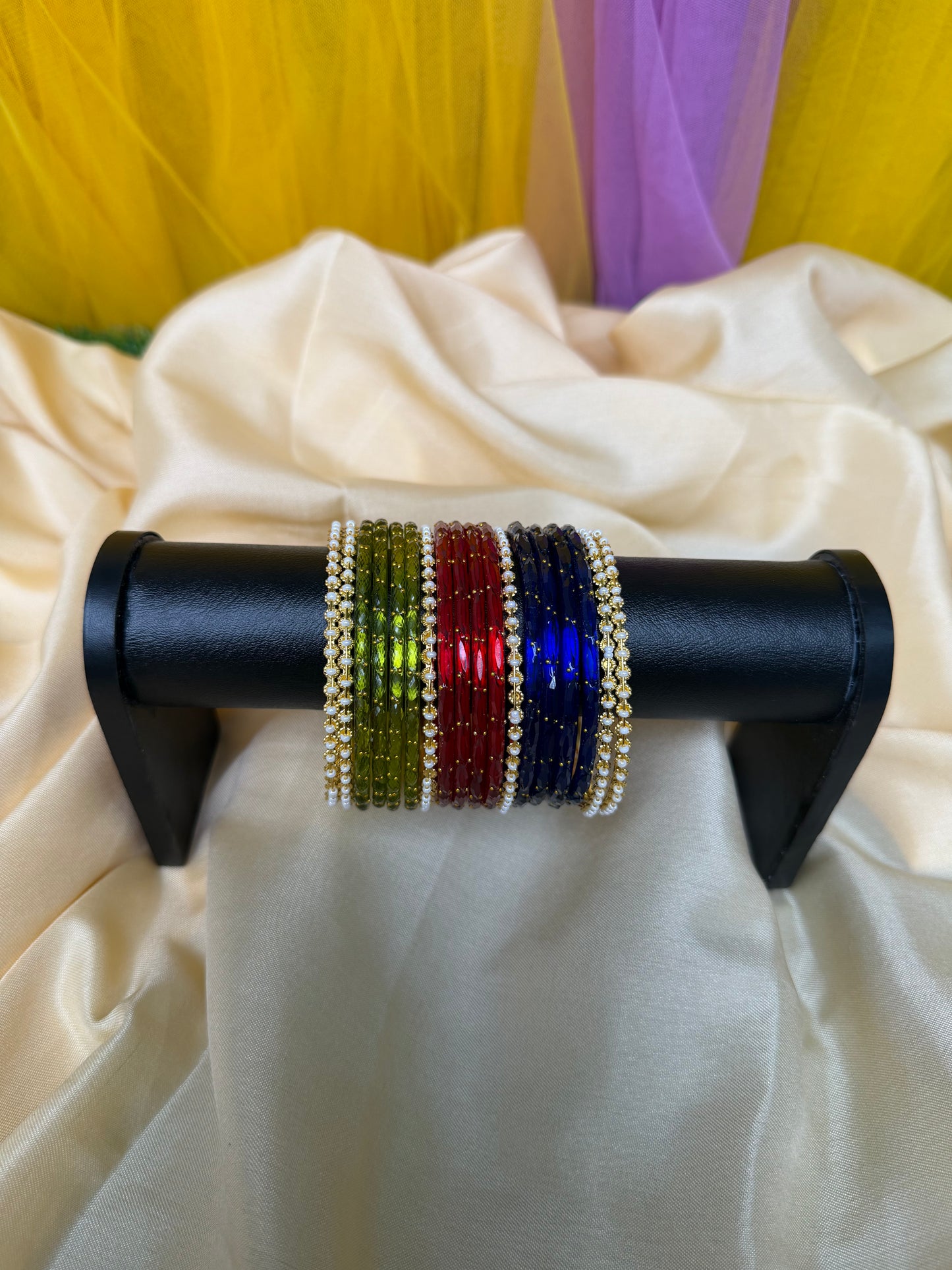 Kashmiri Pearl-Craft Multicolour Glass Bangles