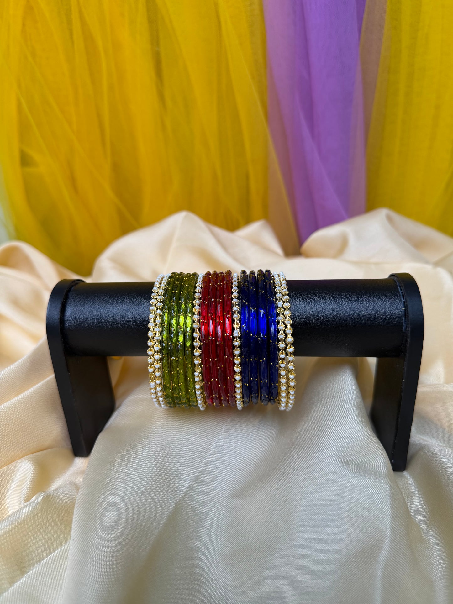 Kashmiri Pearl-Craft Multicolour Glass Bangles