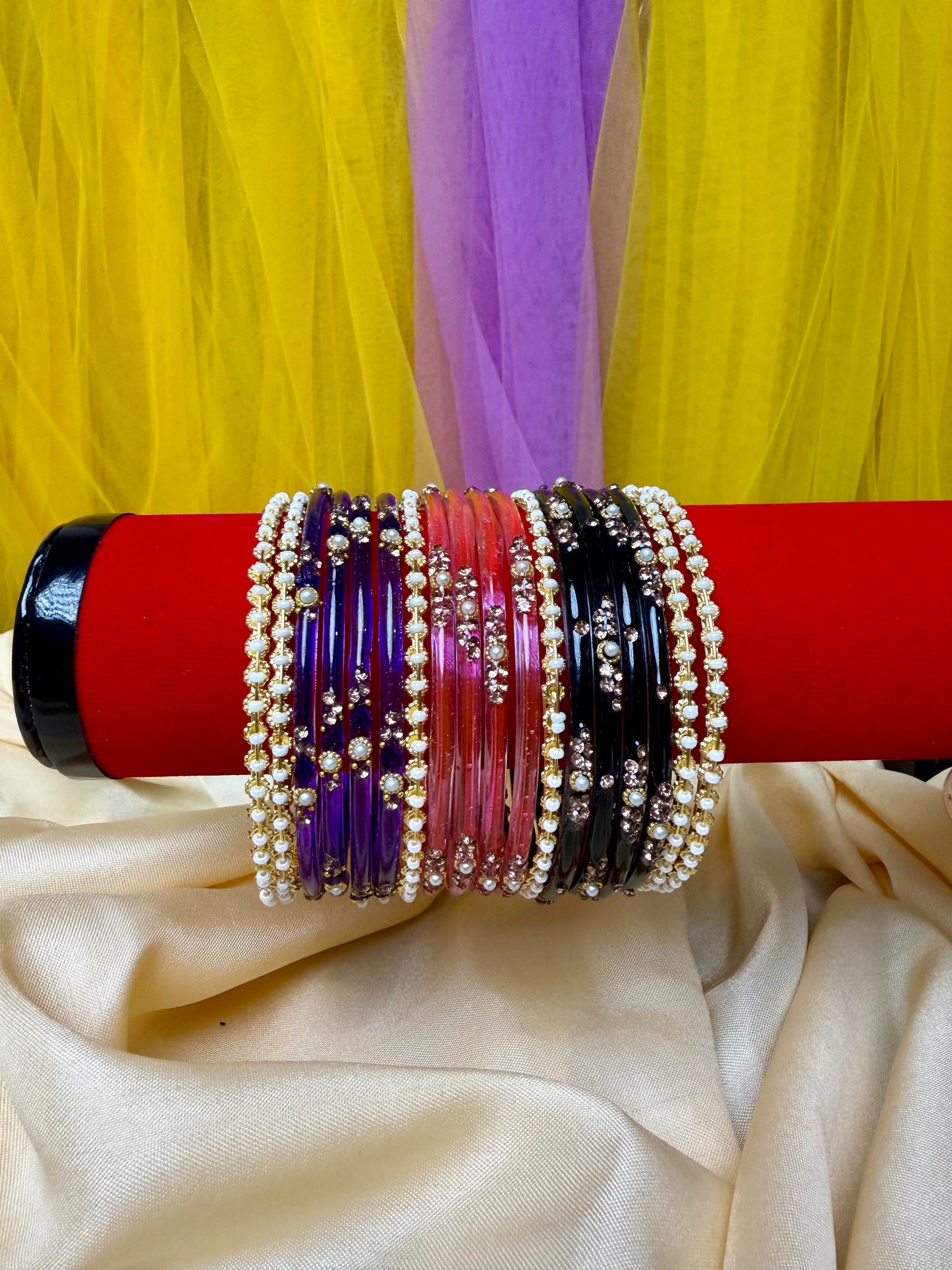 Kashmiri Pearl Glow Multi-Color Bangles
