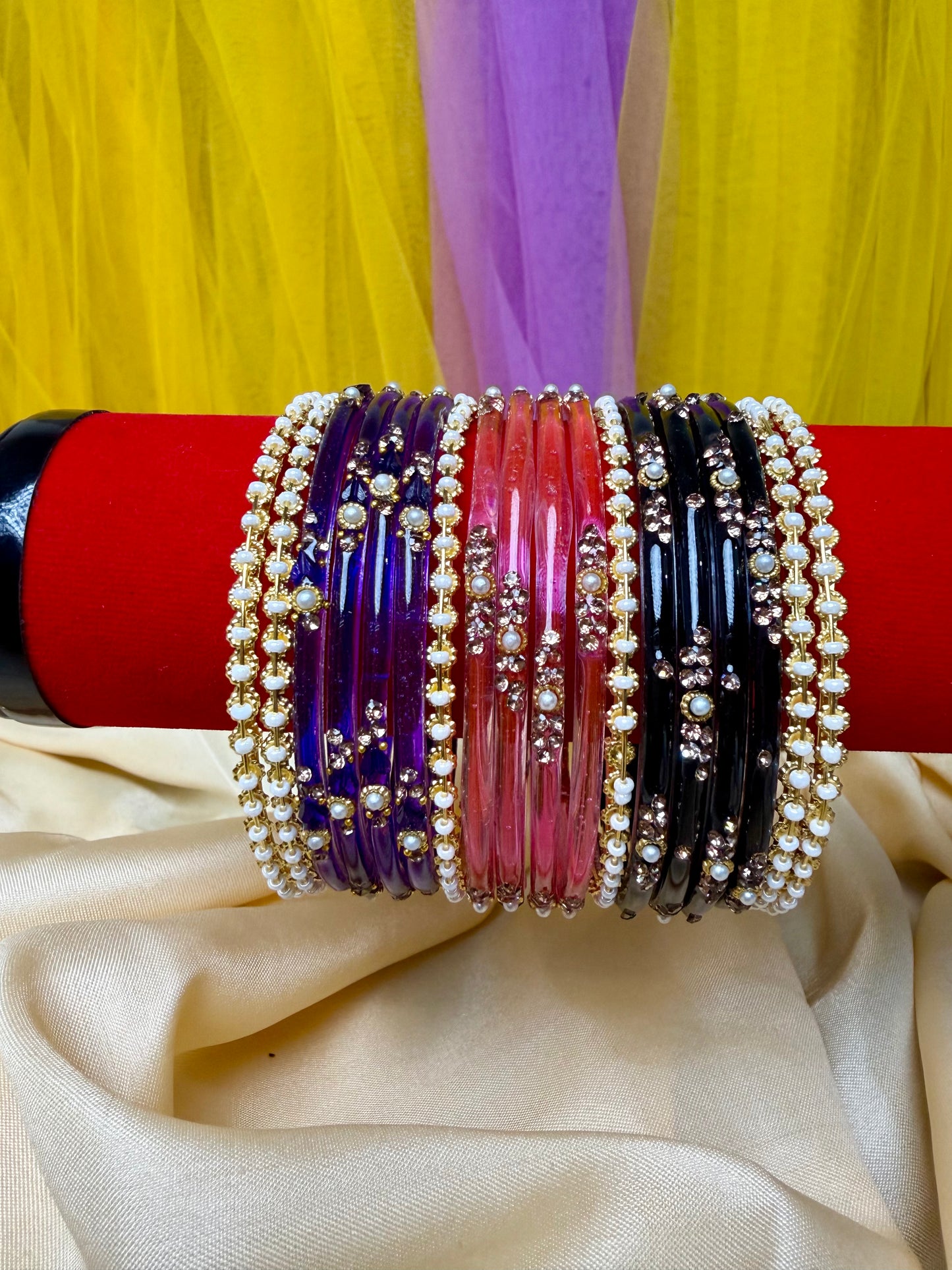Kashmiri Pearl Glow Multi-Color Bangles