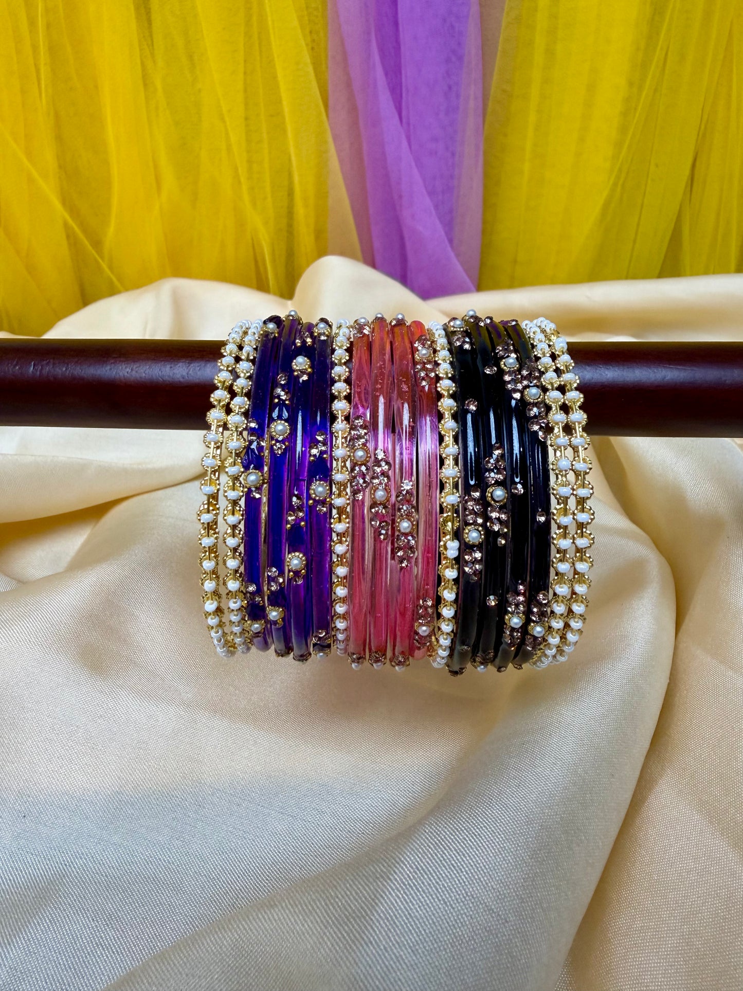 Kashmiri Pearl Glow Multi-Color Bangles