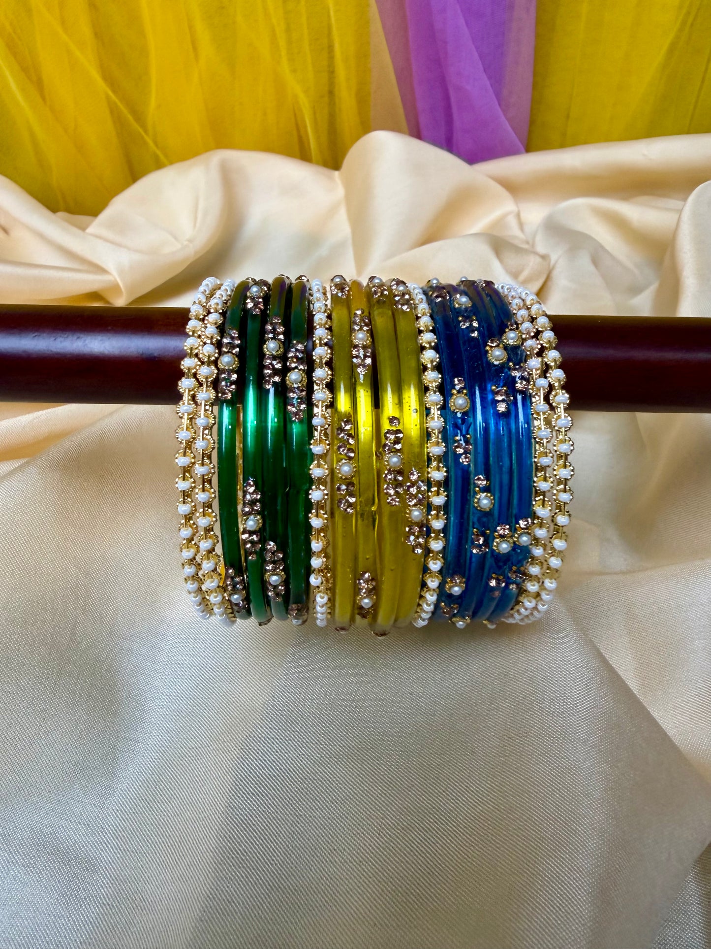 Kashmiri Pearl Glow Multi-Color Bangles
