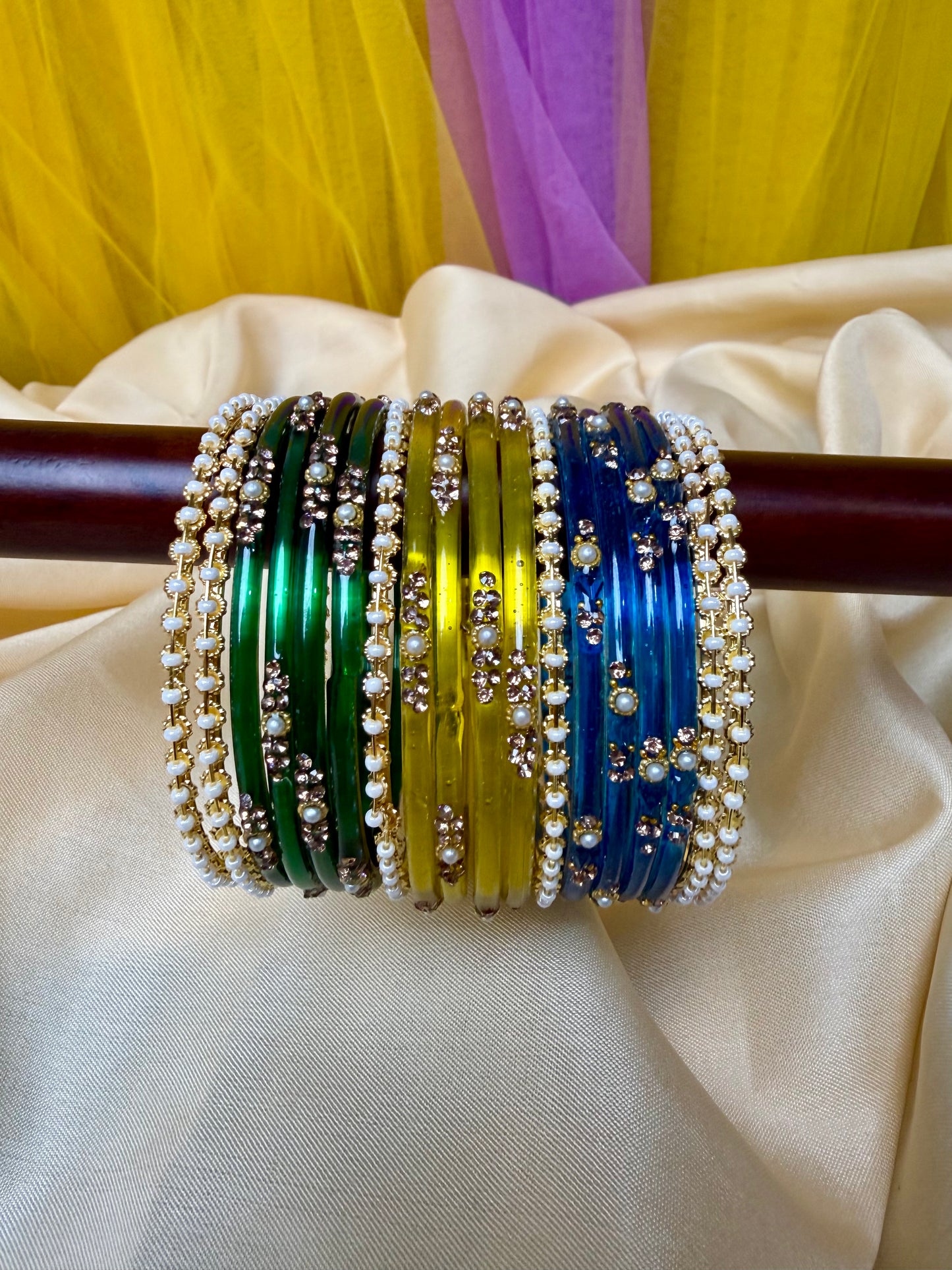 Kashmiri Pearl Glow Multi-Color Bangles