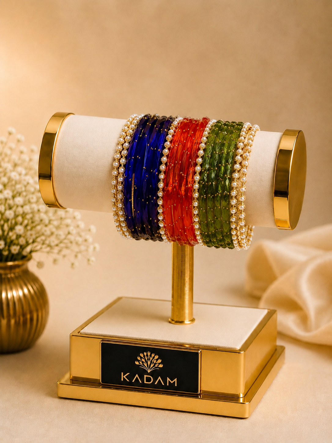 Kashmiri Pearl-Craft Multicolour Glass Bangles