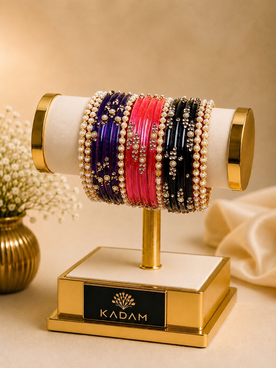 Kashmiri Pearl Glow Multi-Color Bangles