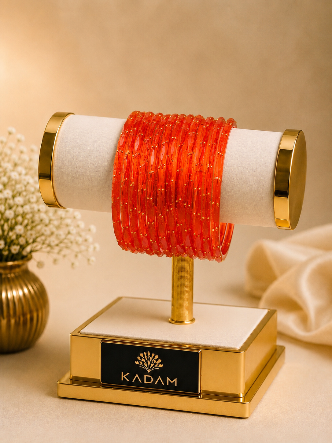 Kashmiri  Raindrop Orange  Bangles