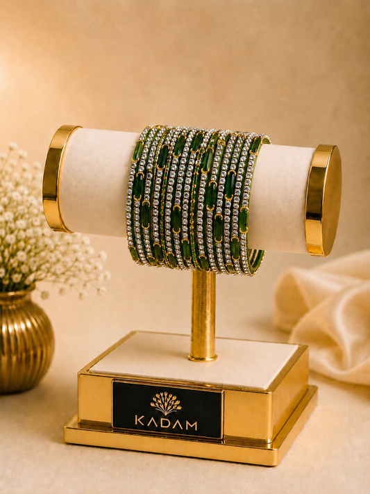 Dadima Kashmiri Emerald Crystal Bangles Set