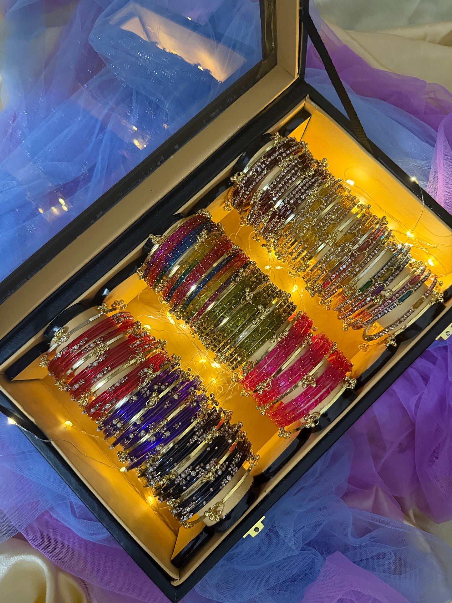 KADAM Imperial Royale Wooden Glass Display Box – 9 Premium Bangle Sets