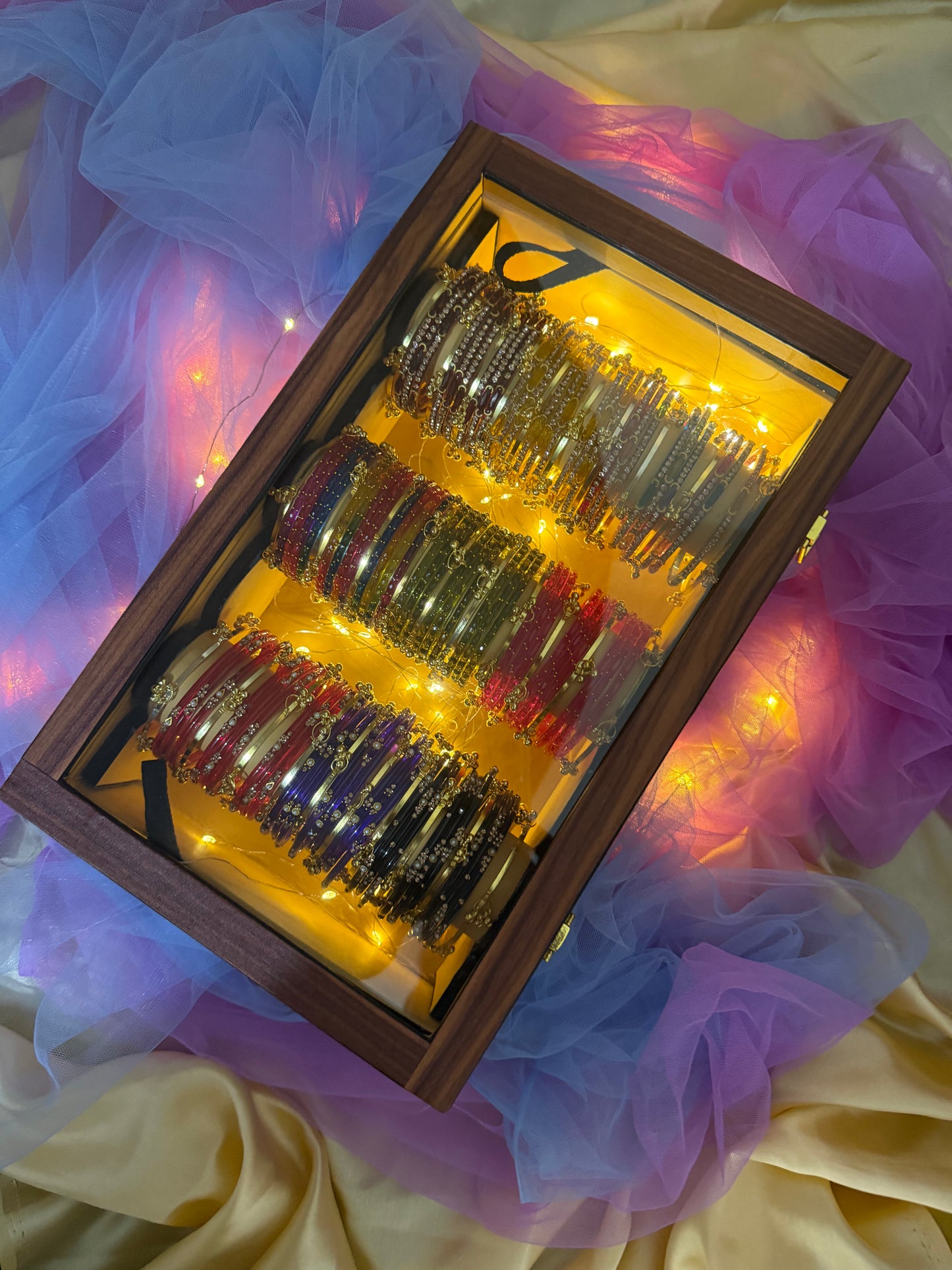 KADAM Imperial Royale Wooden Glass Display Box – 9 Premium Bangle Sets