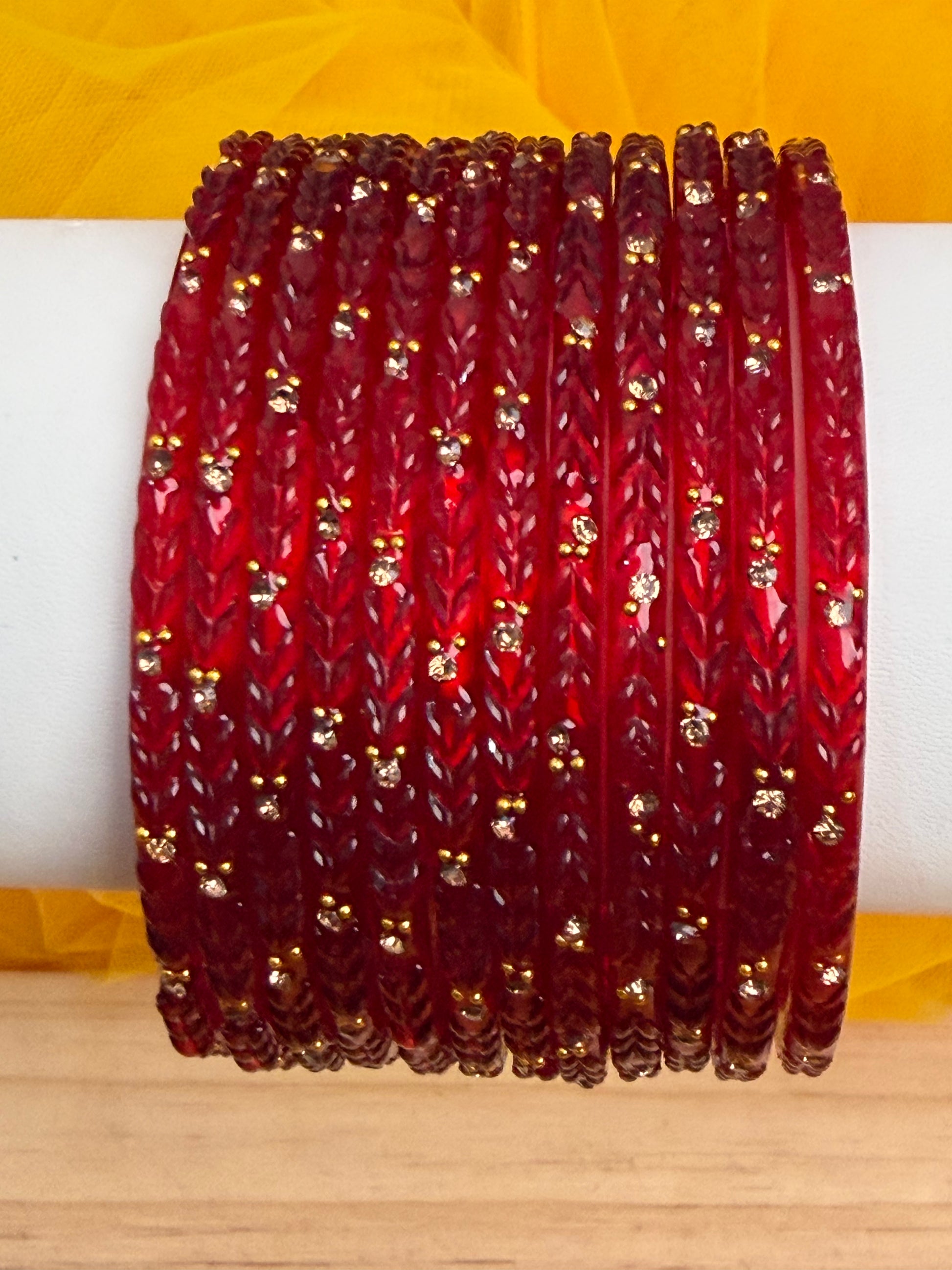 Kashmiri Lotus leaf Ruby Red bangles