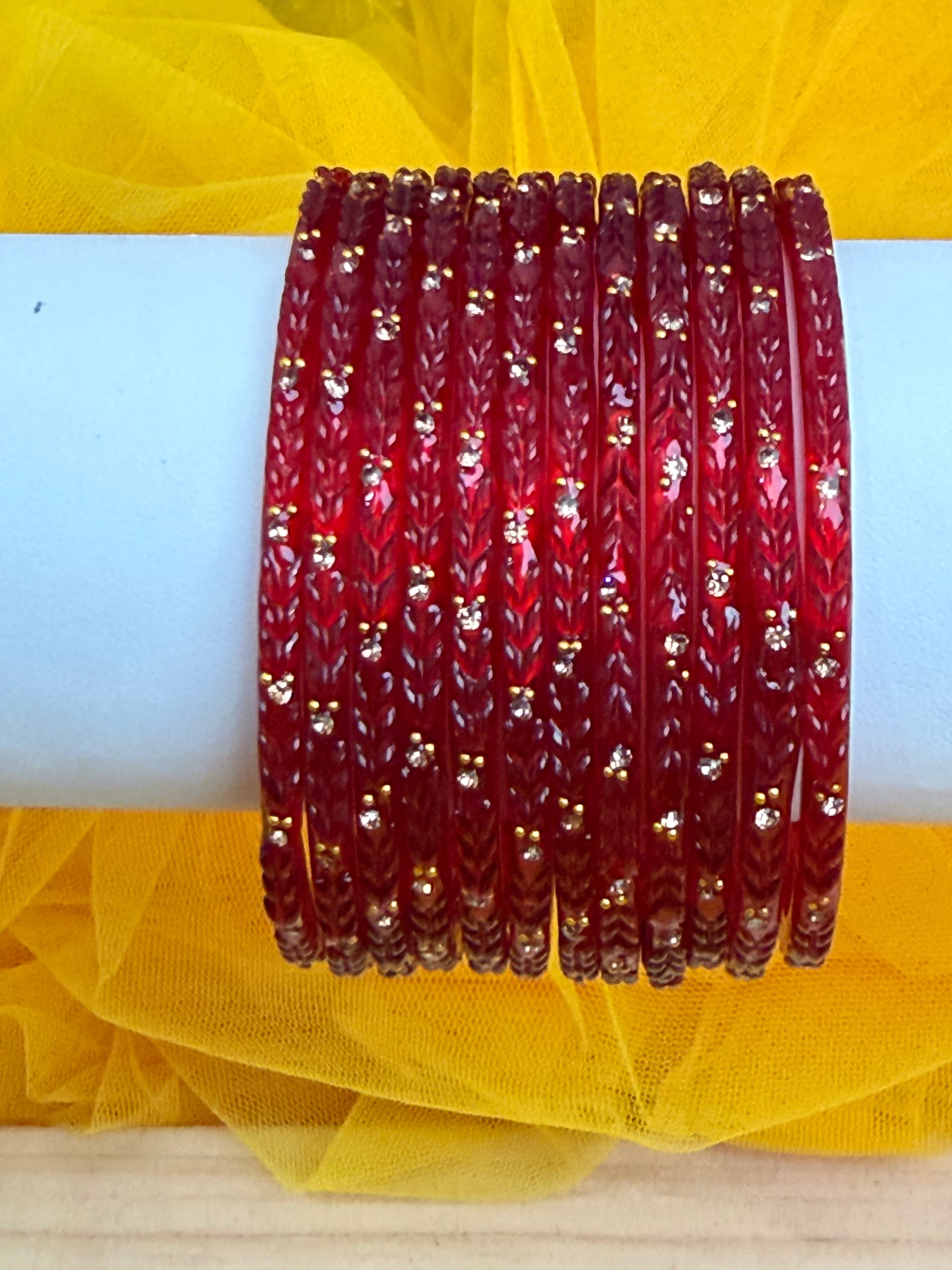 Kashmiri Lotus leaf Ruby Red bangles