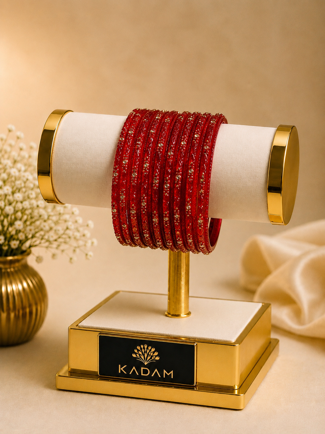 Kashmiri Lotus leaf Ruby Red bangles