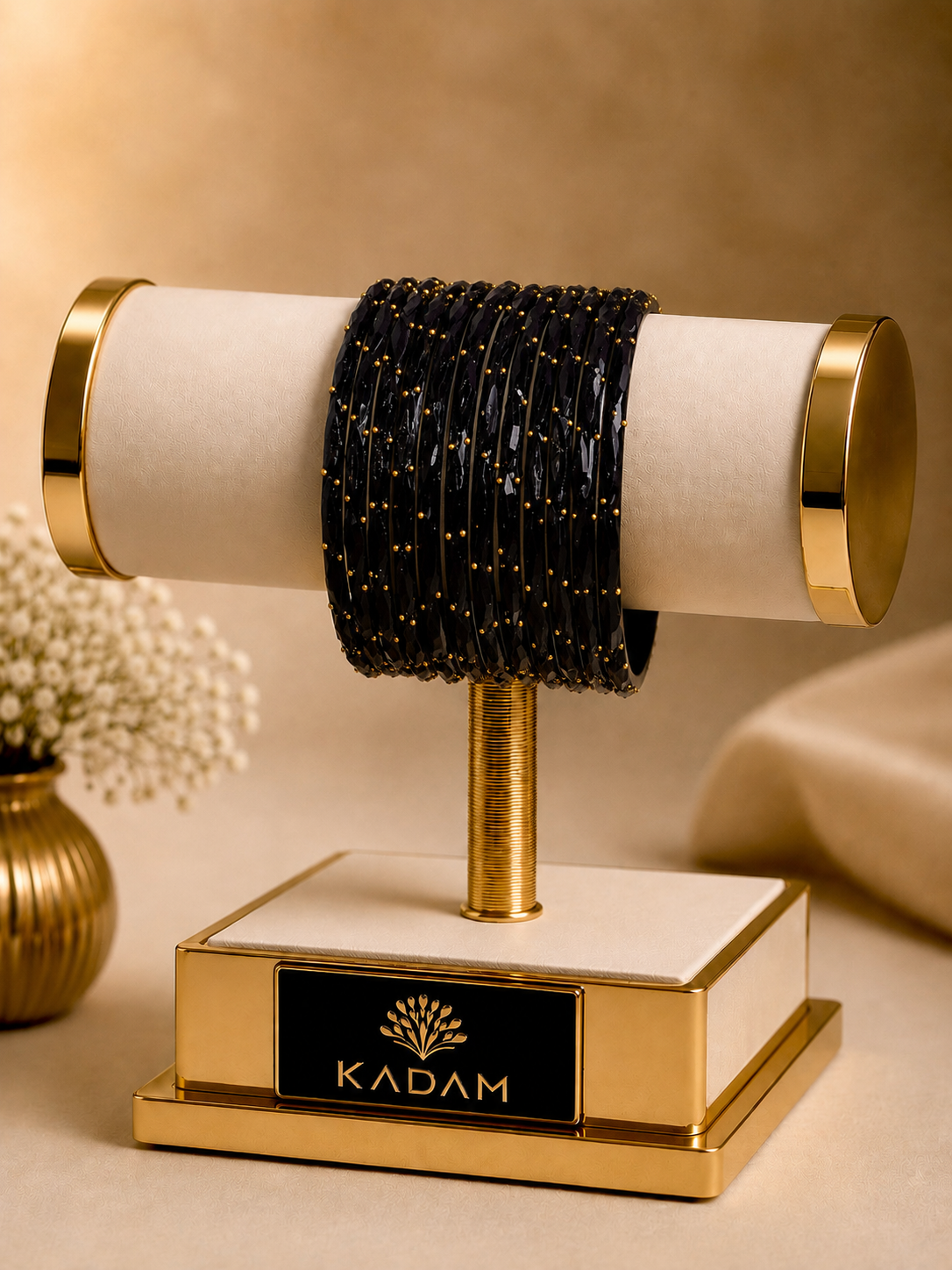 Kashmiri Raindrop black bangles set.