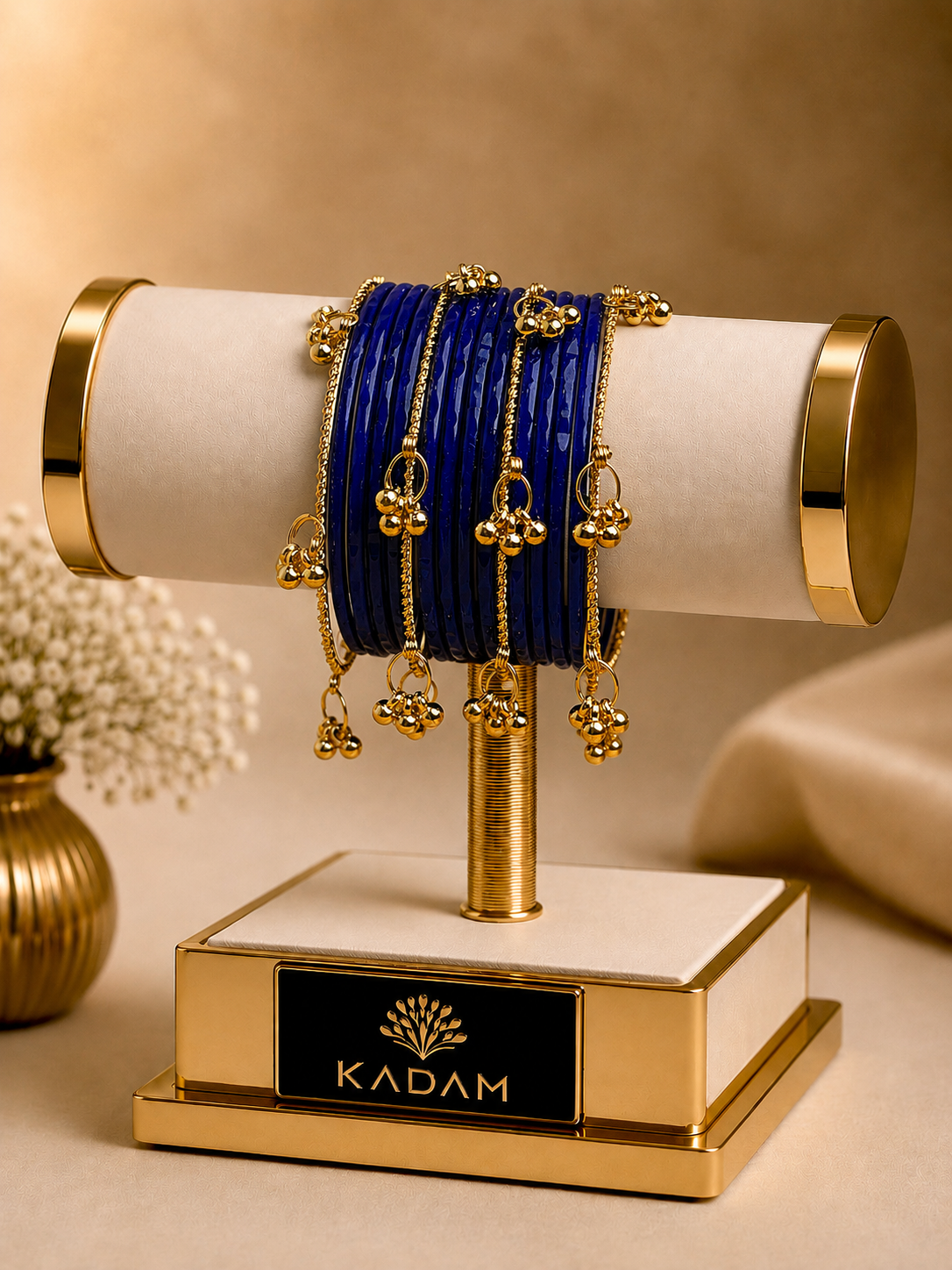 Kashmiri Royal Blue Faceted Ghungroo Bangles