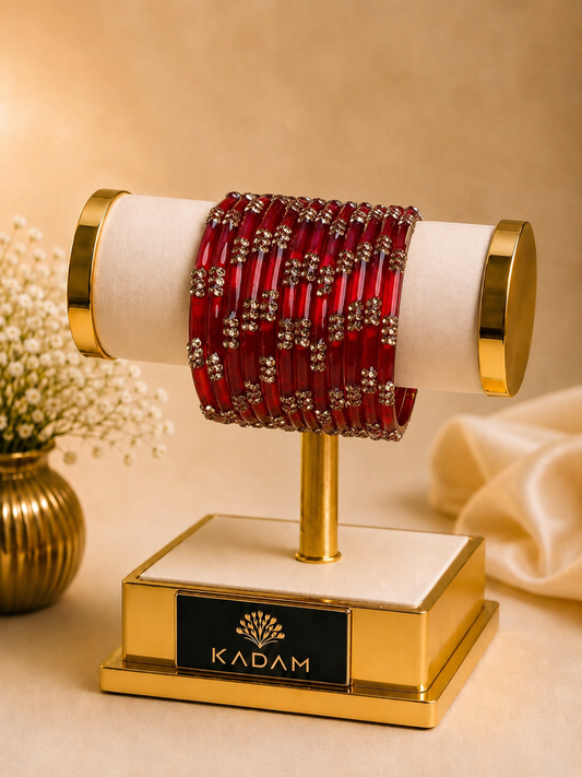 Kashmiri Ruby Red Festival Glow Bangles