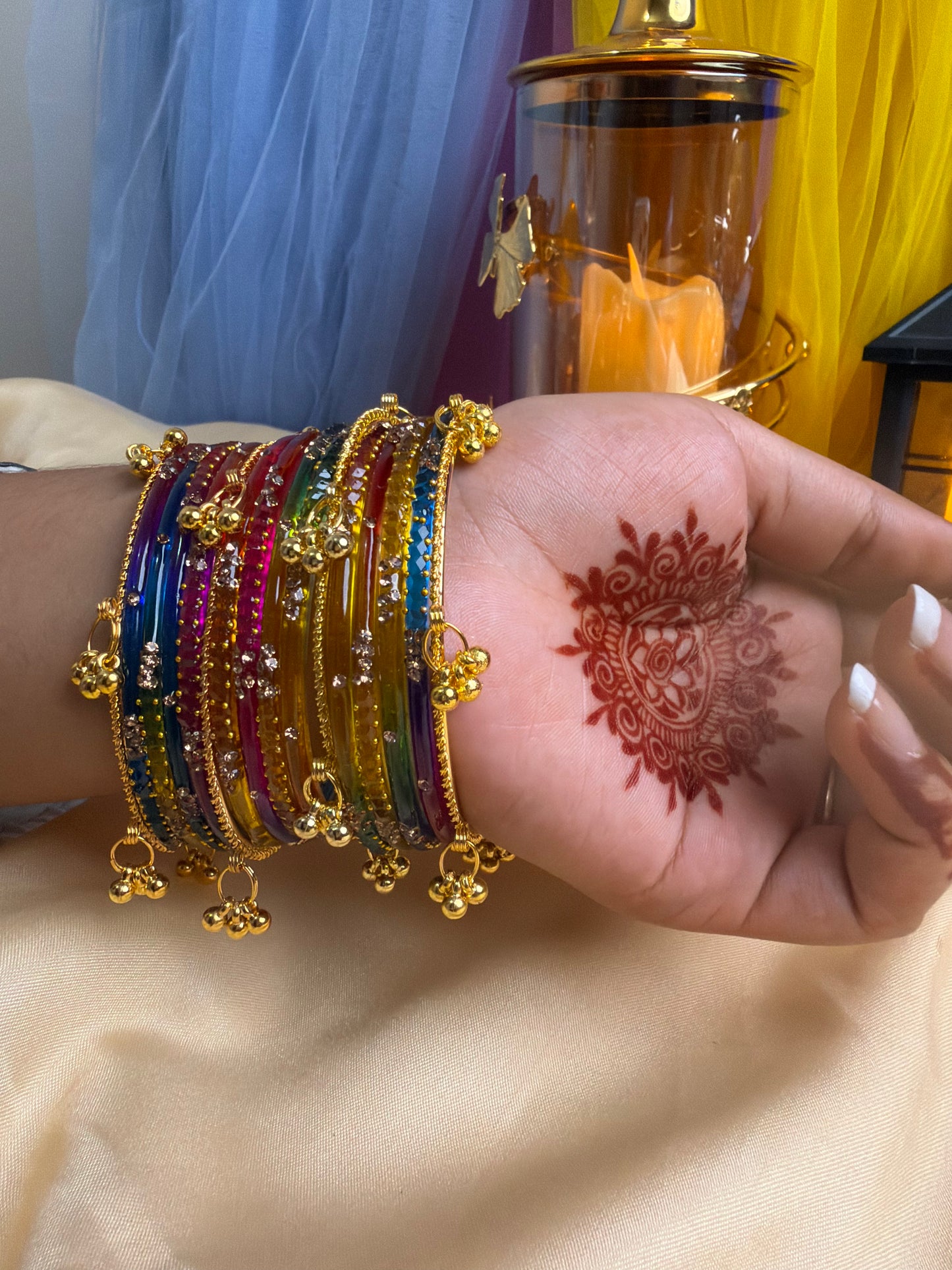Kashmiri  Multicolor Festival Glow Ghungroo Bangles