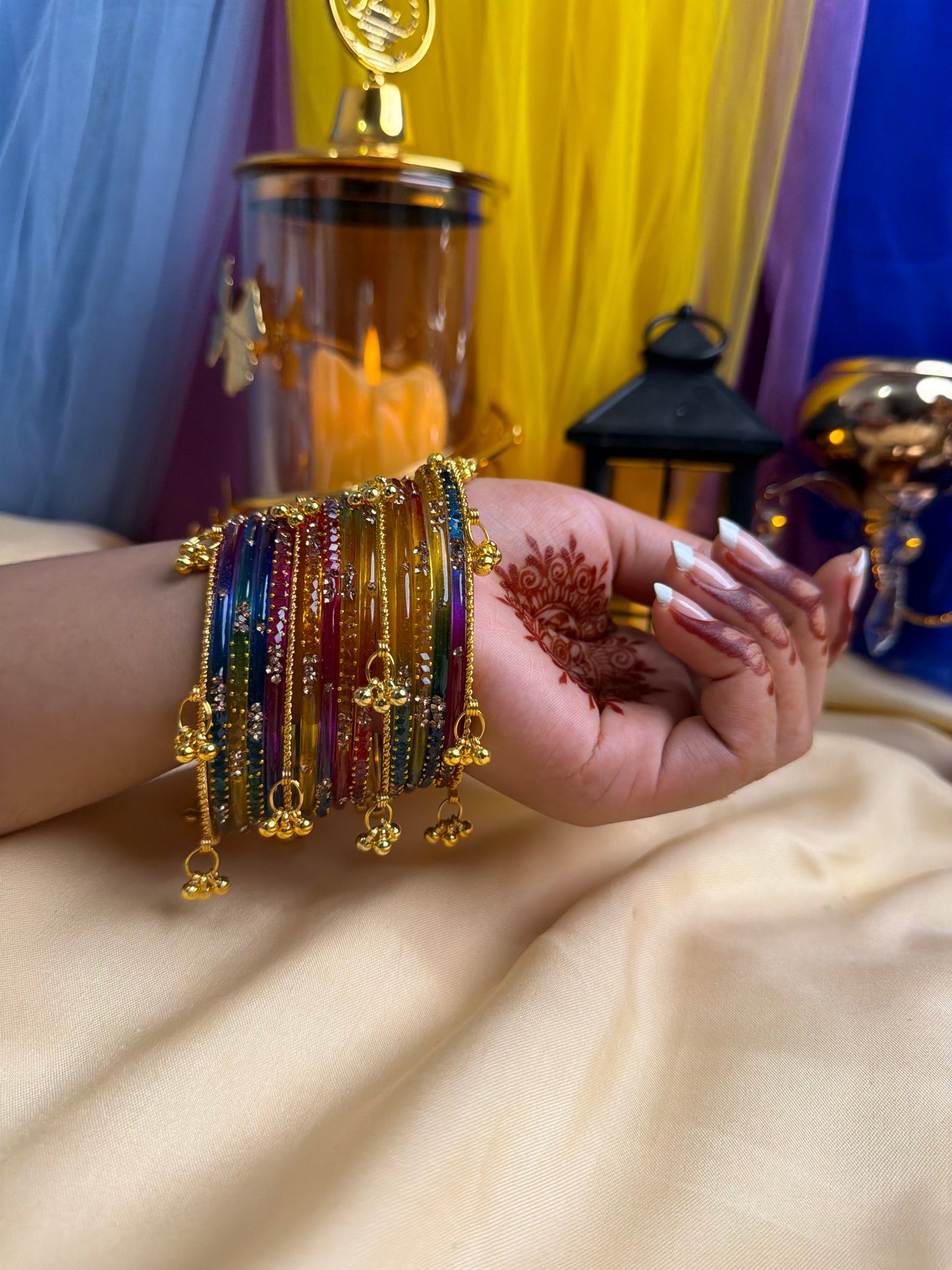 Kashmiri  Multicolor Festival Glow Ghungroo Bangles