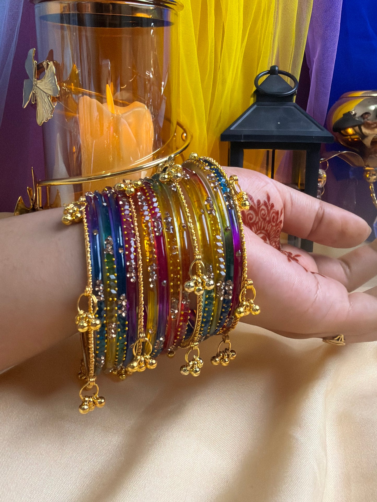 Kashmiri  Multicolor Festival Glow Ghungroo Bangles