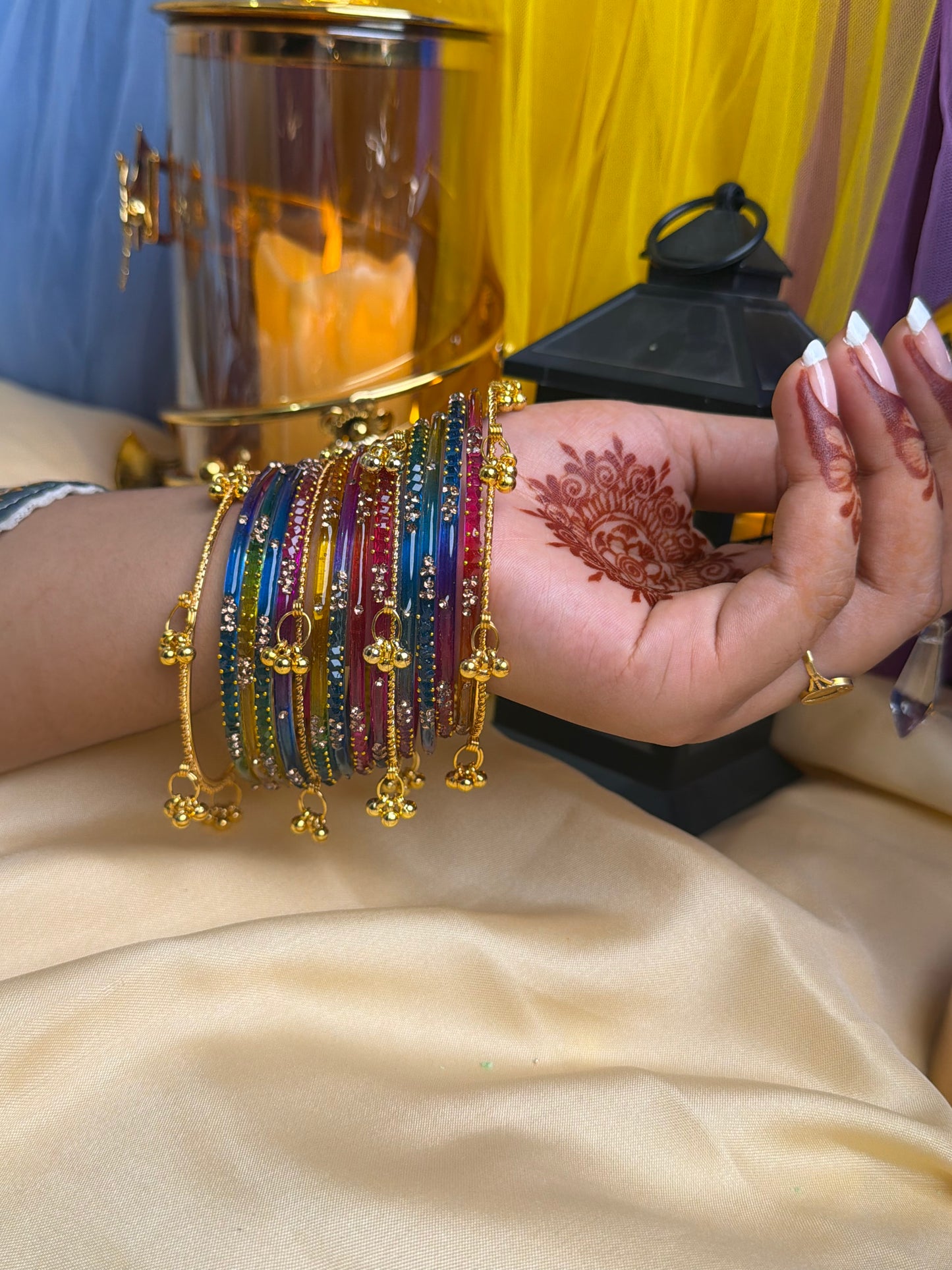 Kashmiri  Multicolor Festival Glow Ghungroo Bangles