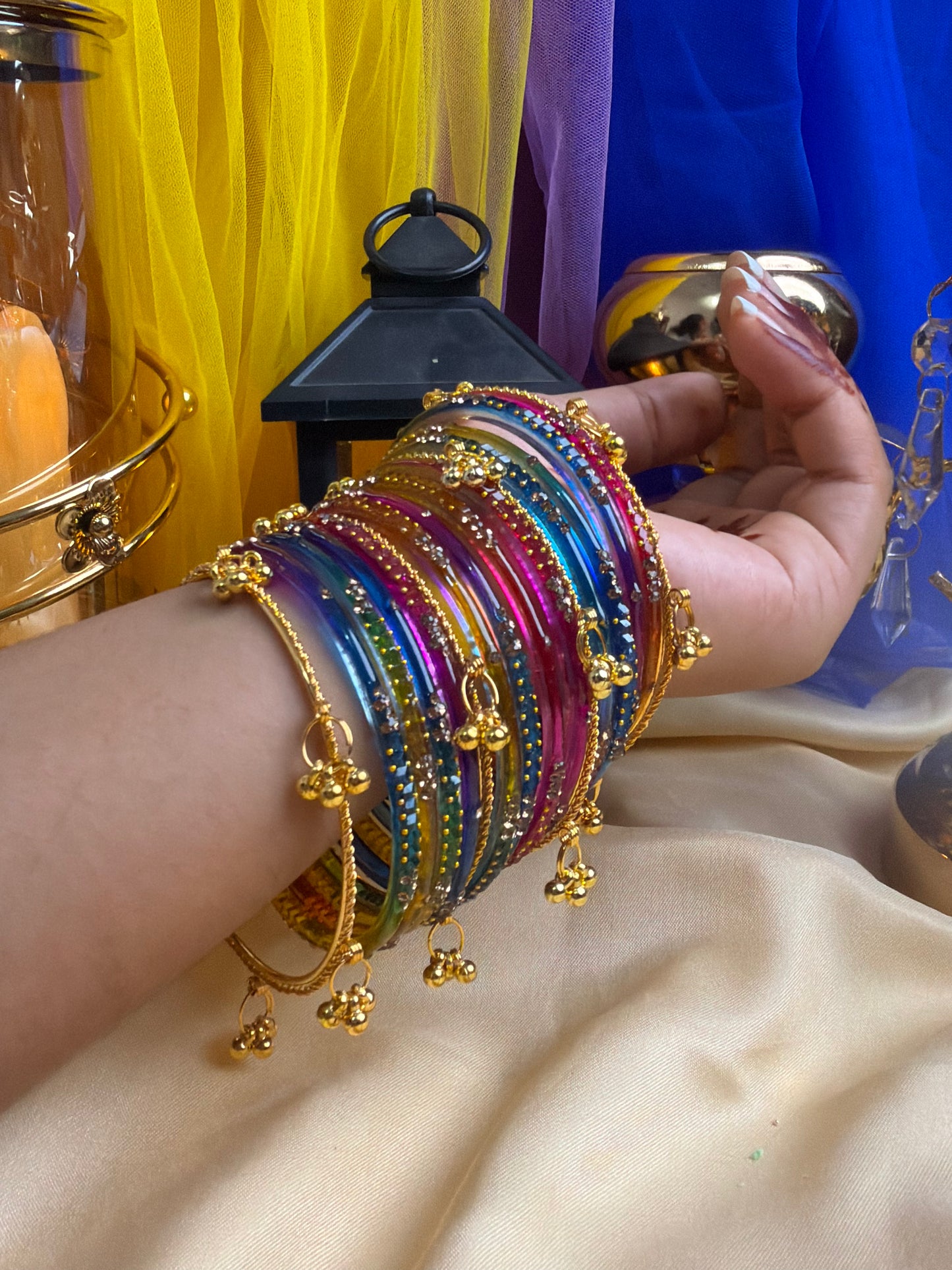 Kashmiri  Multicolor Festival Glow Ghungroo Bangles