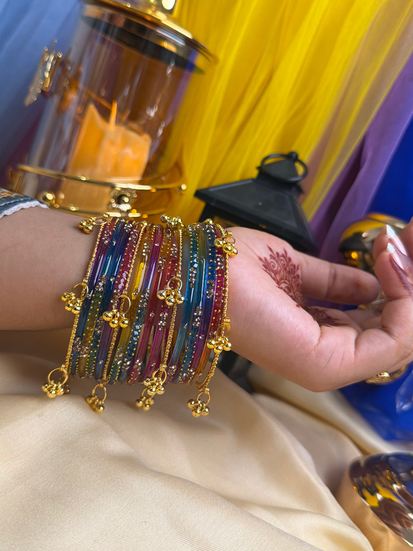 Kashmiri  Multicolor Festival Glow Ghungroo Bangles