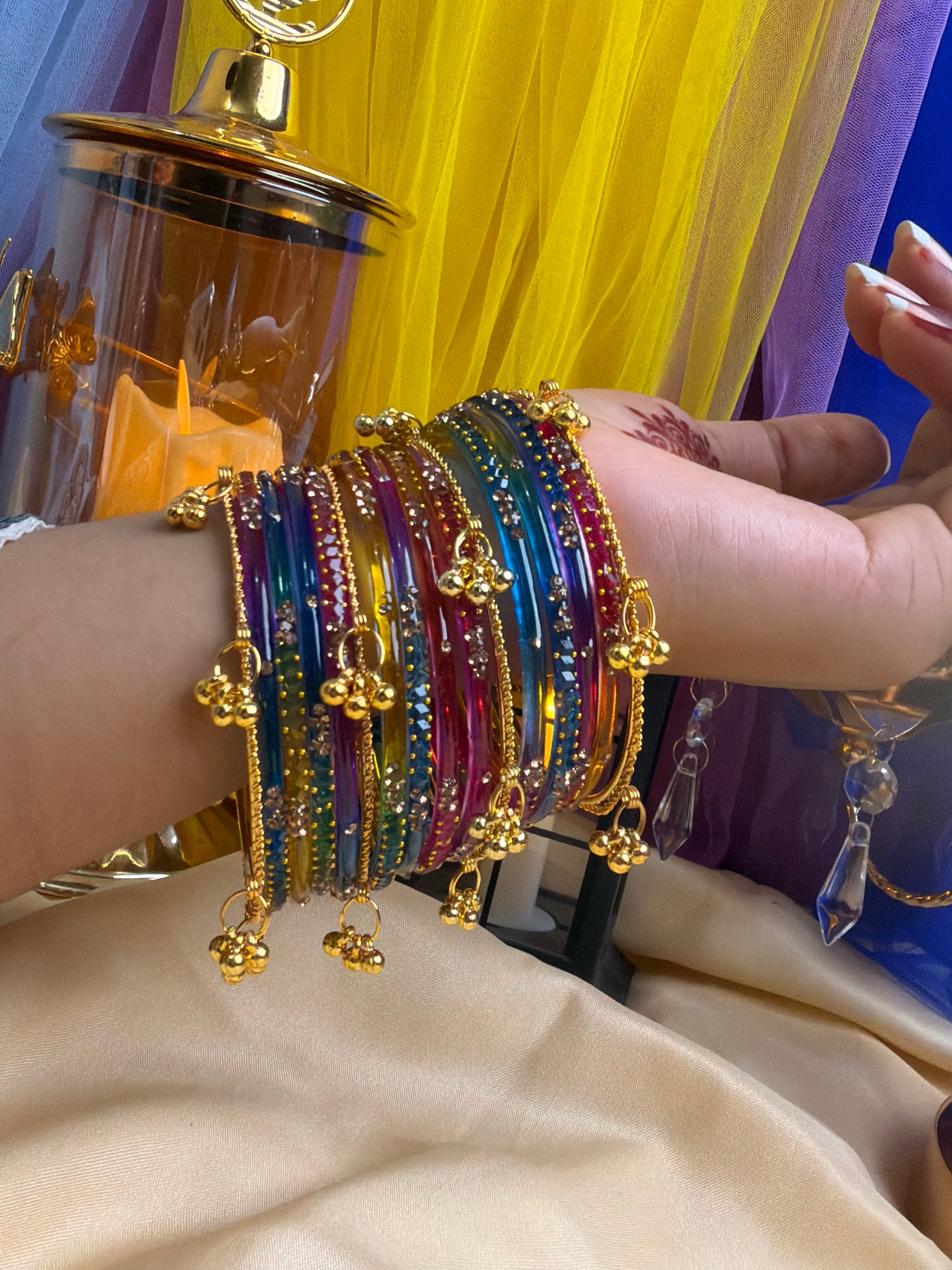 Kashmiri  Multicolor Festival Glow Ghungroo Bangles