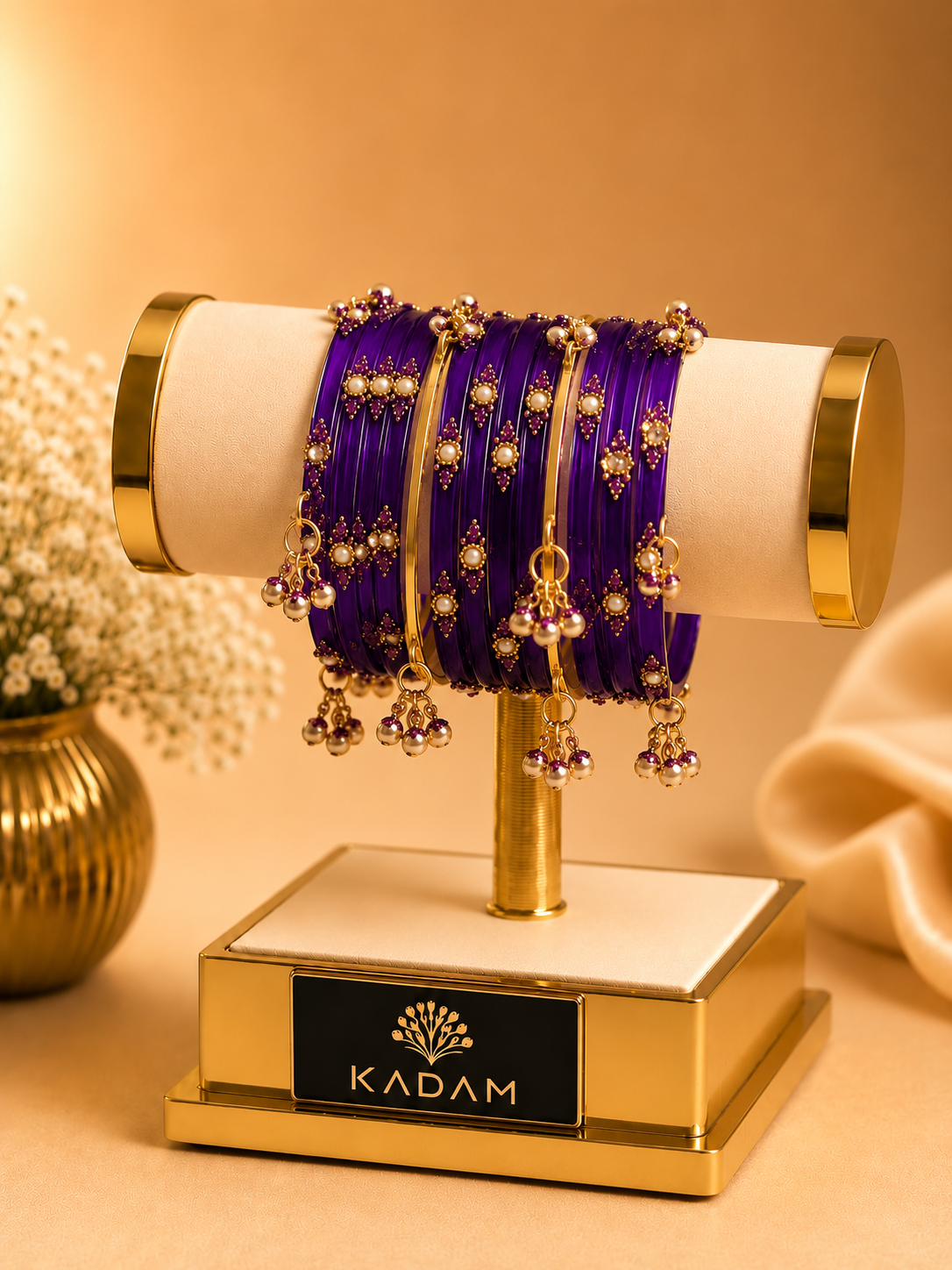 Kashmiri Jhumka  Purple Bangles Set