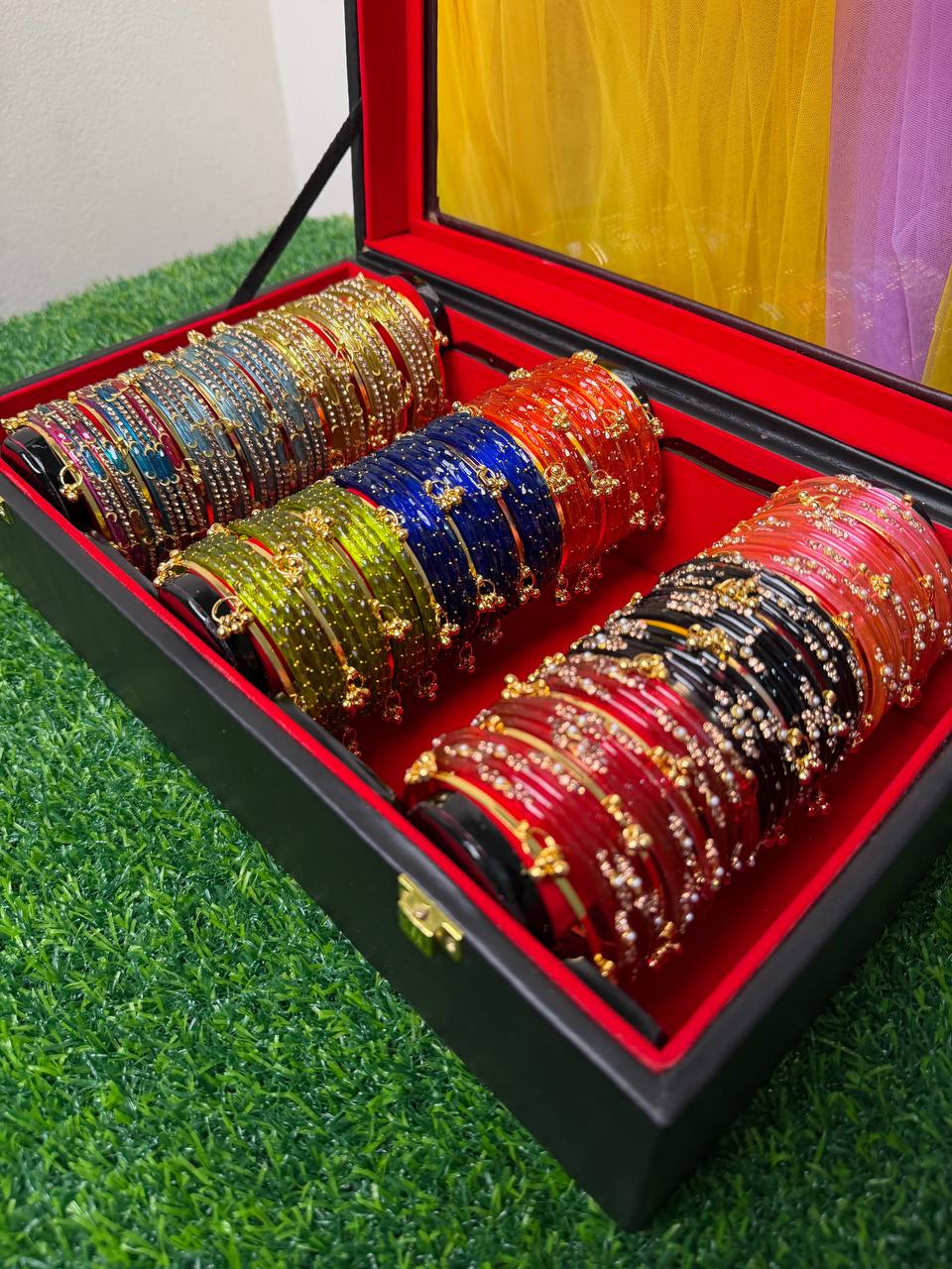 KADAM Khasmiri Jhumka Bangle Full Box with Box light Included – 9 Premium Bangle Sets