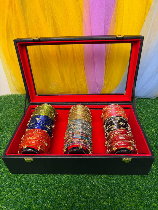KADAM Khasmiri Jhumka Bangle Full Box with Box light Included – 9 Premium Bangle Sets