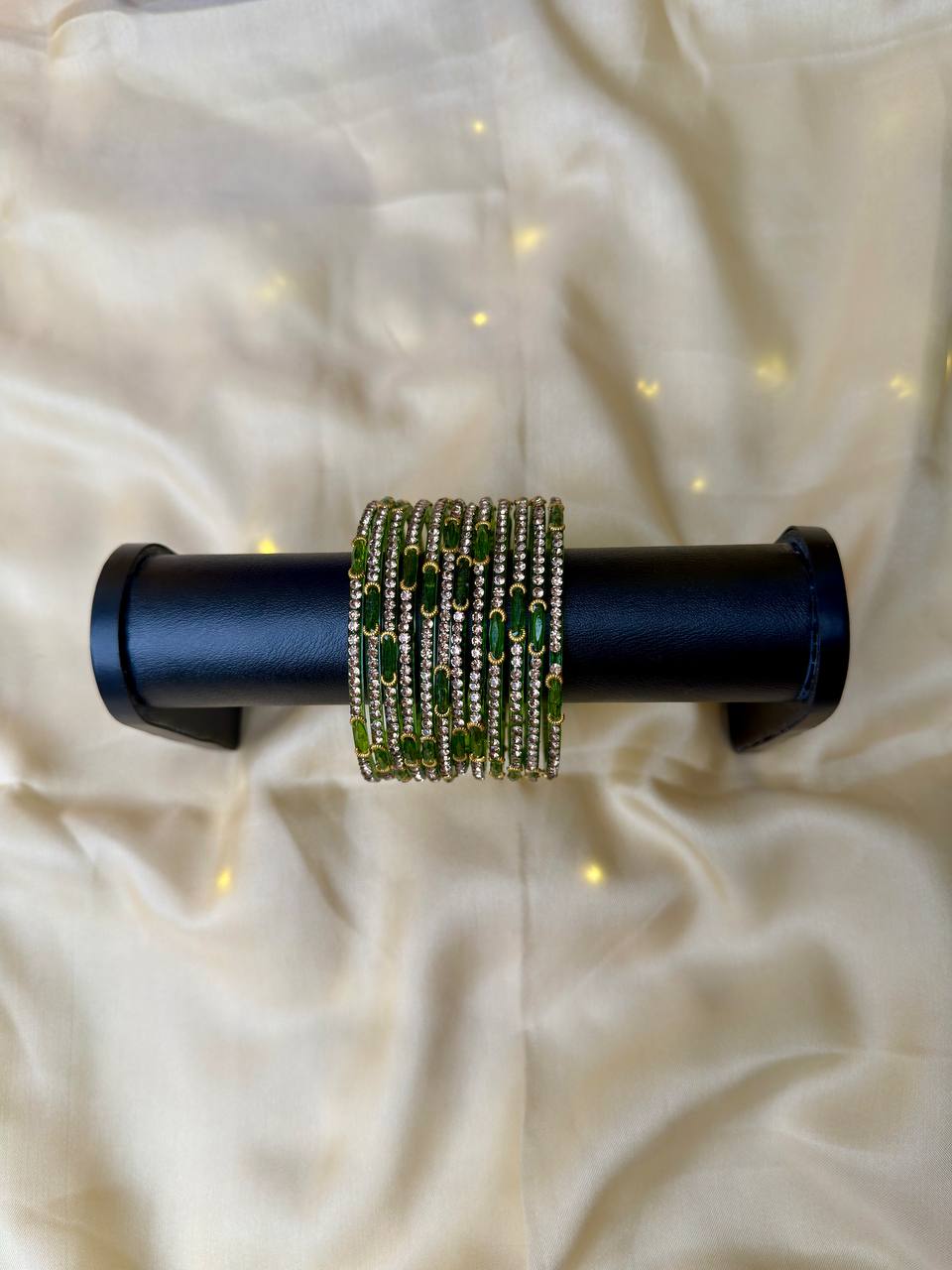 Dadima Kashmiri Emerald Crystal Bangles Set