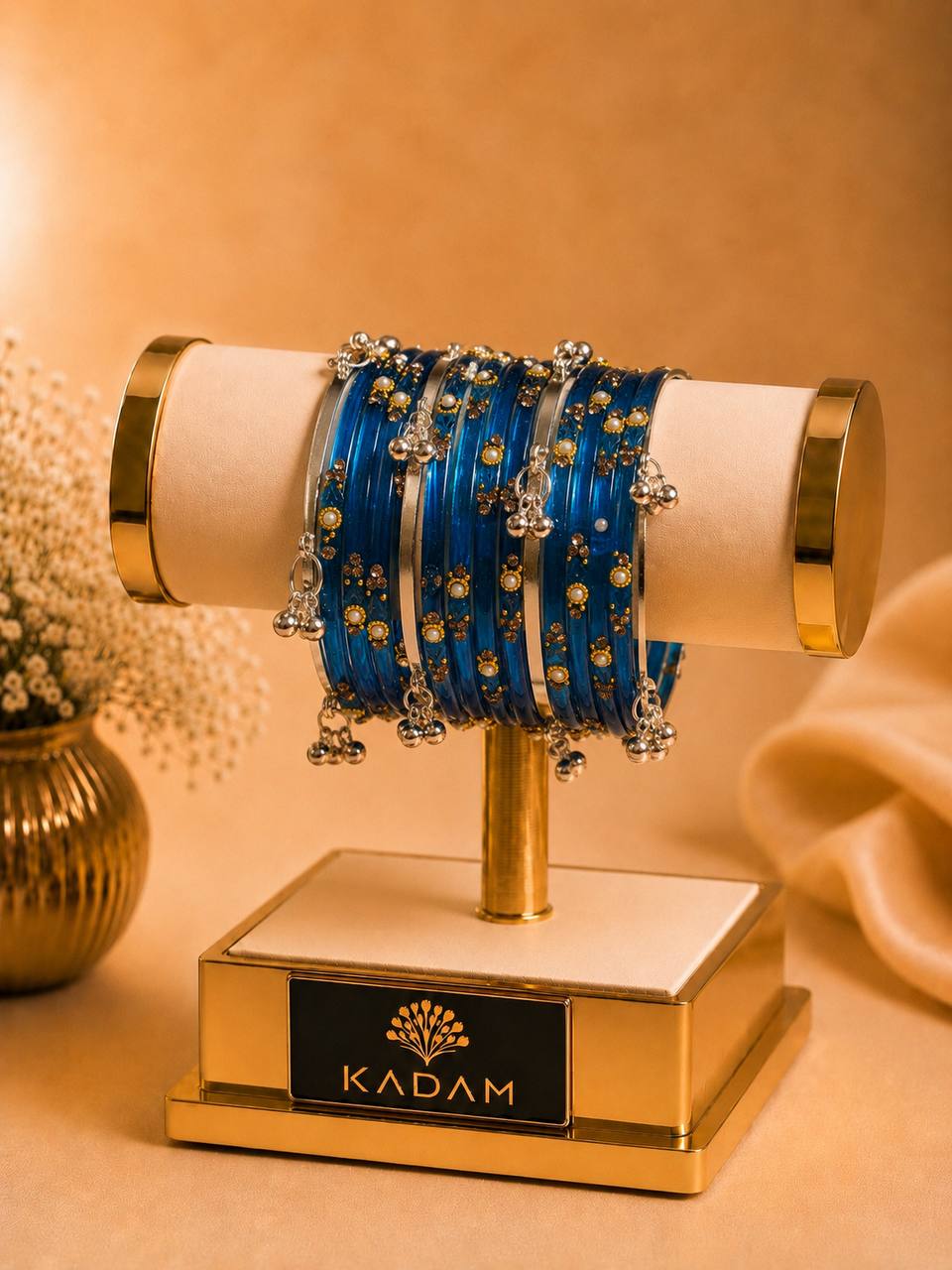 Kashmiri  Jhumka Royal Blue  Bangles Set