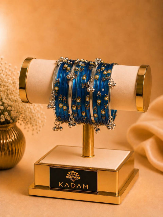 Kashmiri  Jhumka Royal Blue  Bangles Set