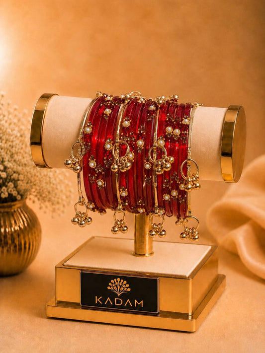 Kashmiri  Jhumka Red Bangle Set