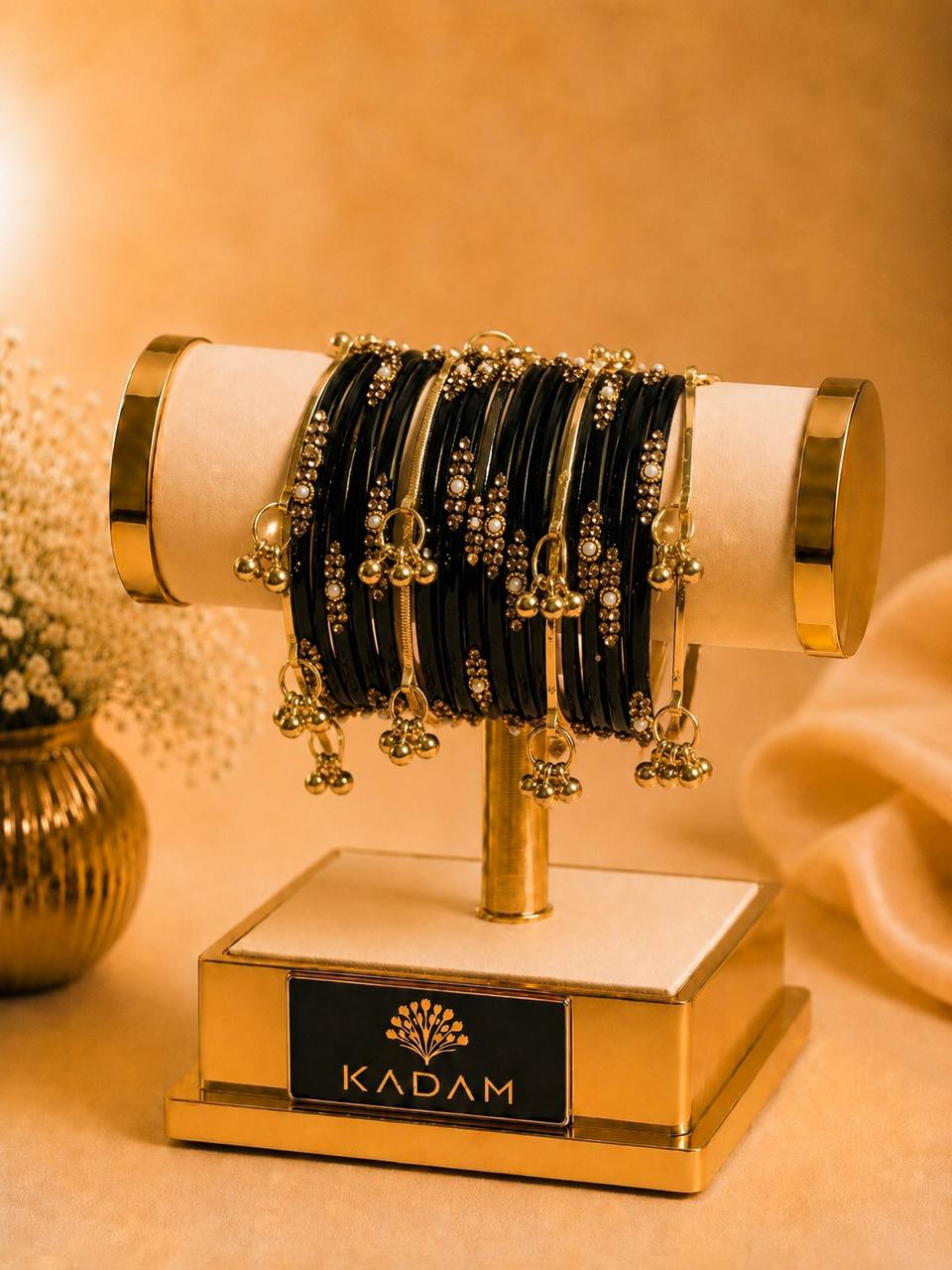 Kashmiri  Jhumka Black Bangles Set