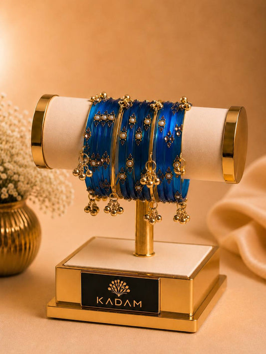 Kashmiri  Jhumka Royal Blue  Bangles Set