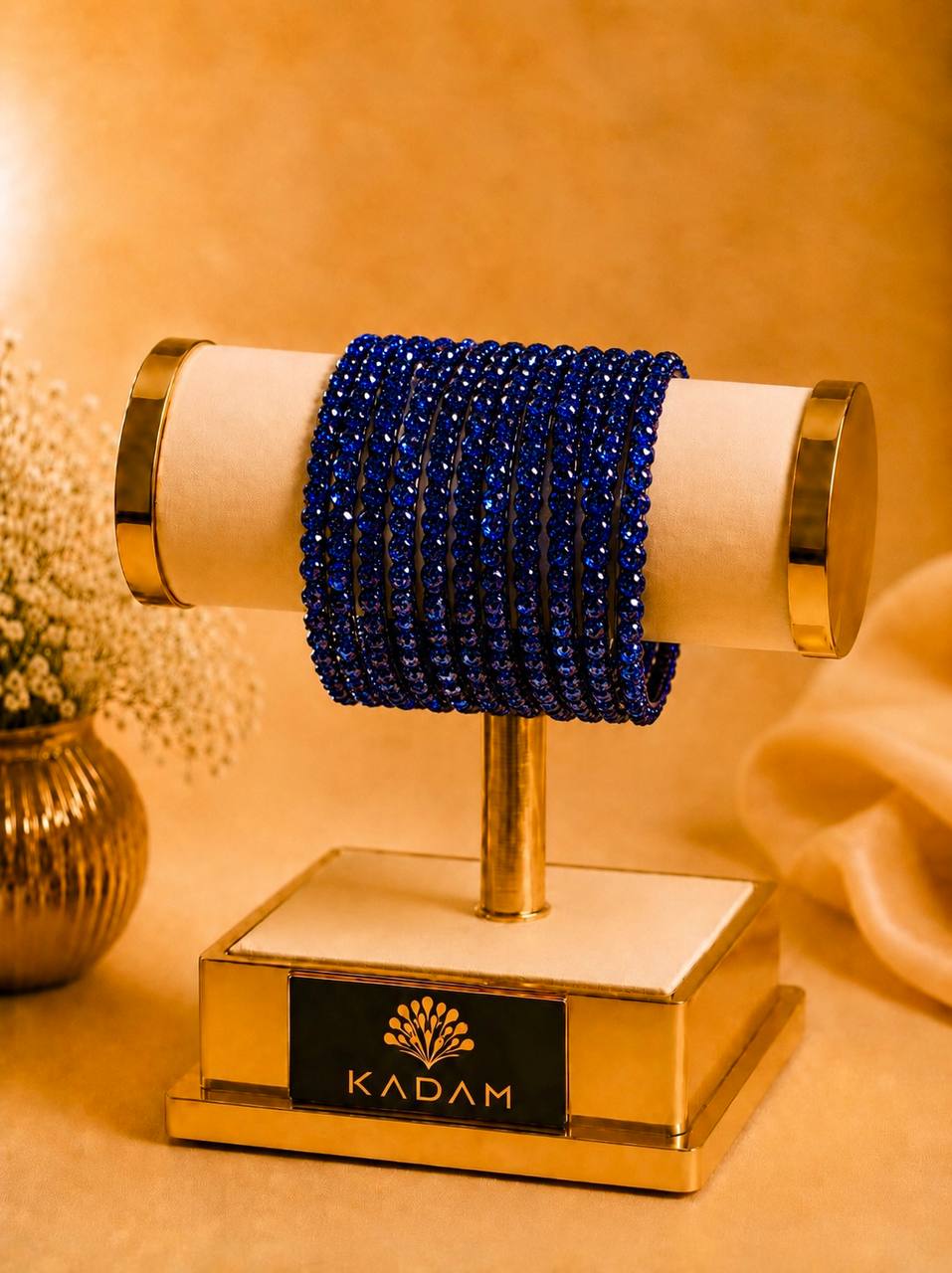 Stone Cut Dark Dark Blue Bangles