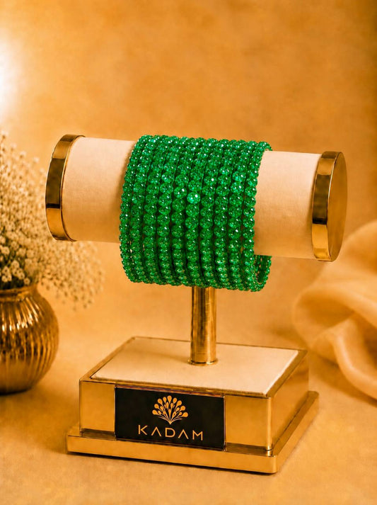 Stone Cut Dark Green Bangles