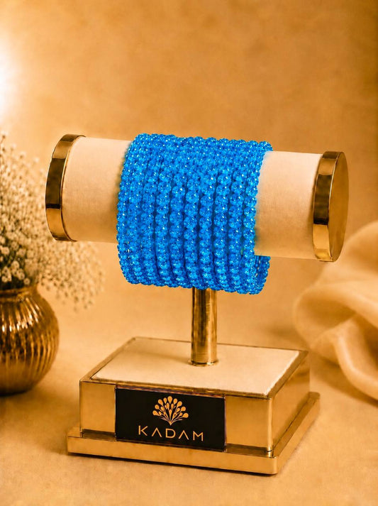 Stone Cut Dark Turquoise Blue Bangles