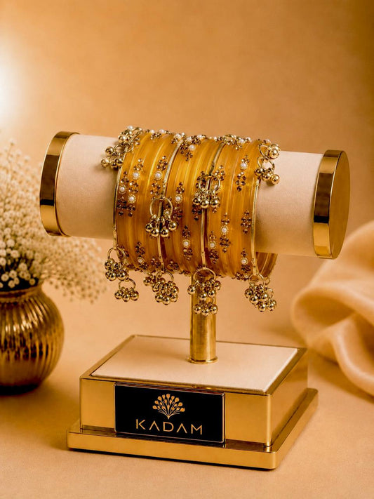Kashmiri  Jhumka Honey Gold Bangles Set