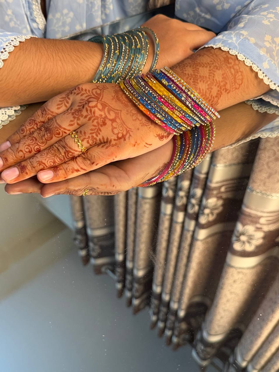 Kashmiri Dadima Jhumka Sky Blue Bangles