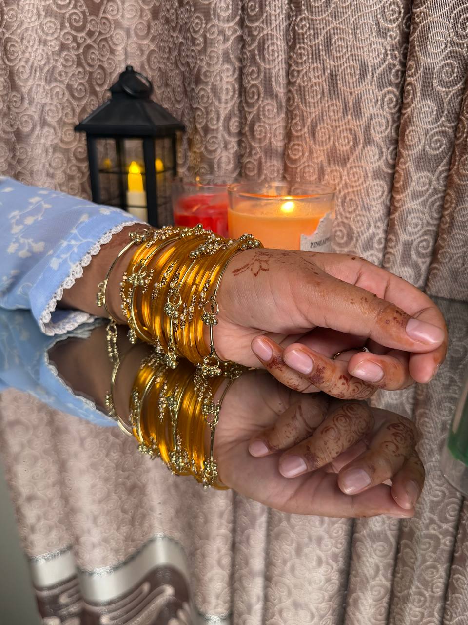 Kashmiri  Jhumka Honey Gold Bangles Set
