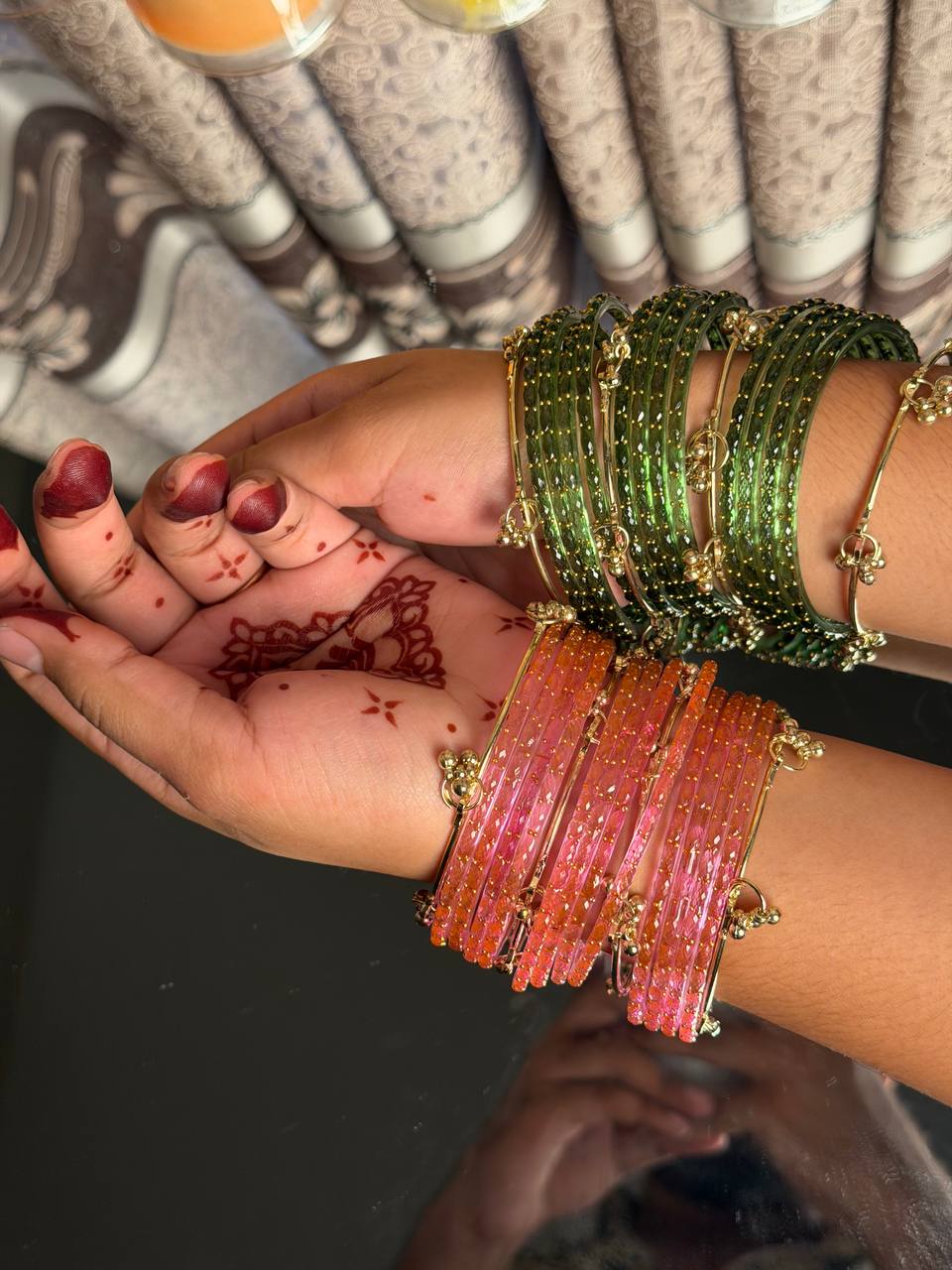 Kashmiri Raindrop Jhumka  Pink  Bangles