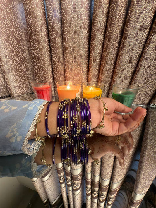 Kashmiri Jhumka  Purple Bangles Set