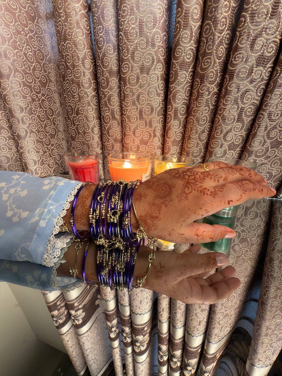 Kashmiri Jhumka  Purple Bangles Set