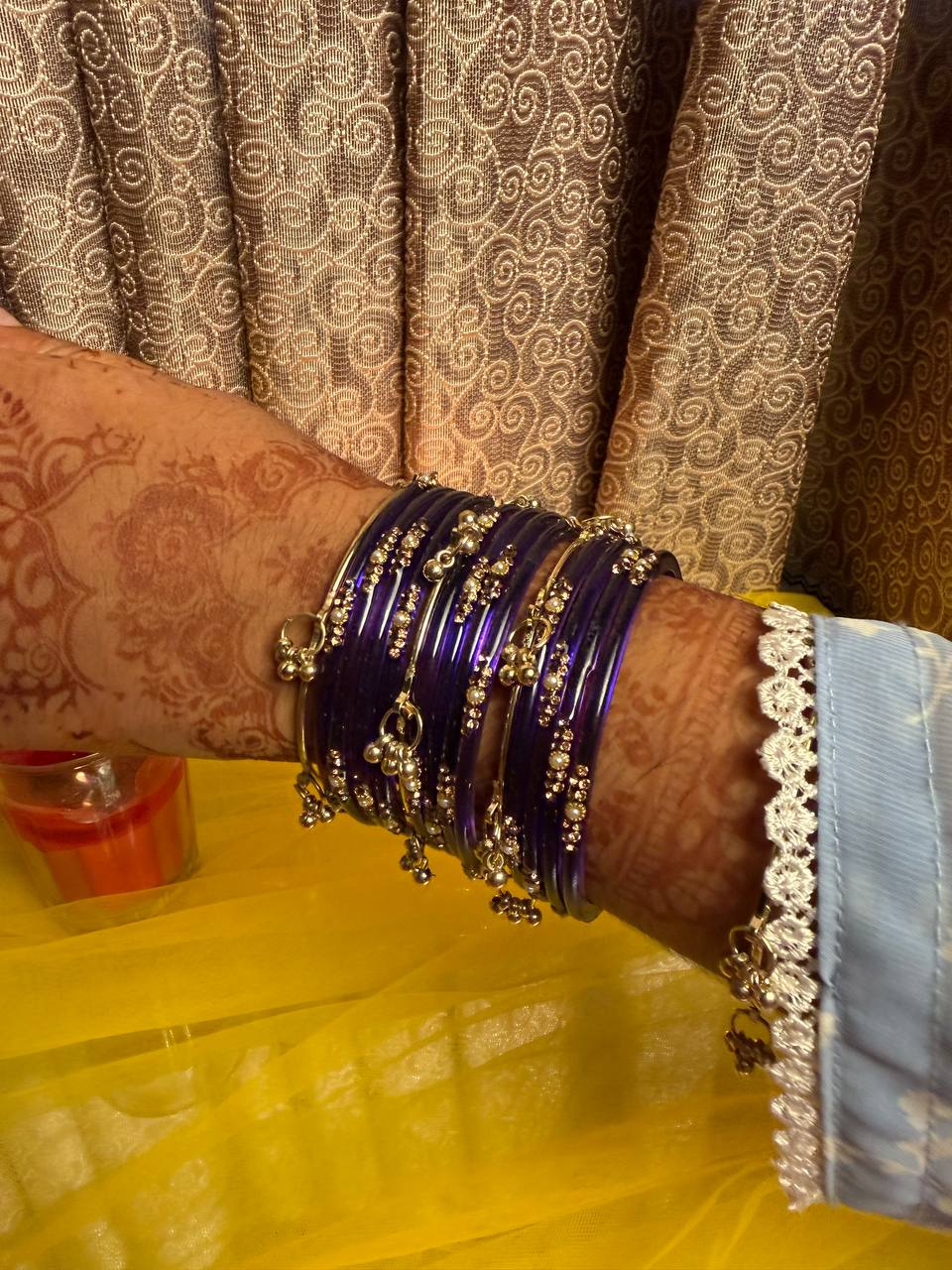Kashmiri Jhumka  Purple Bangles Set