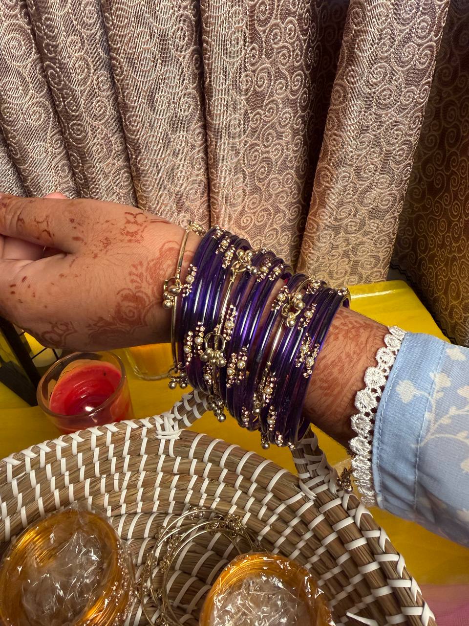 Kashmiri Jhumka  Purple Bangles Set