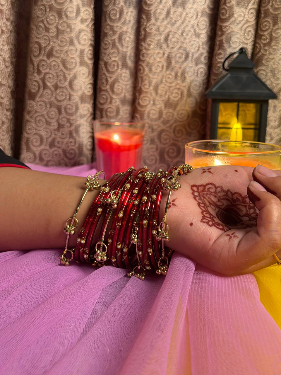 Kashmiri  Jhumka Red Bangle Set