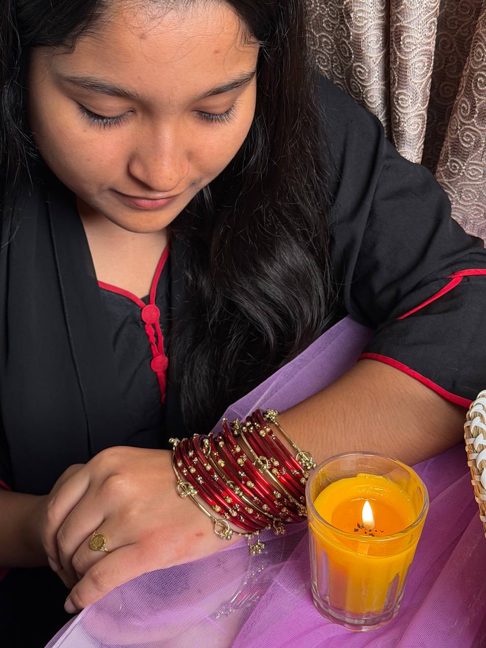 Kashmiri  Jhumka Red Bangle Set